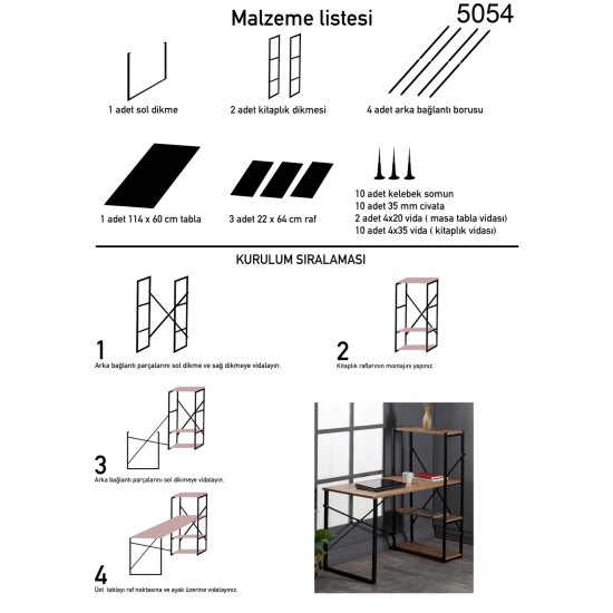 Kitaplıklı Çalışma Masası Bilgisayar Ofis Masası 1003