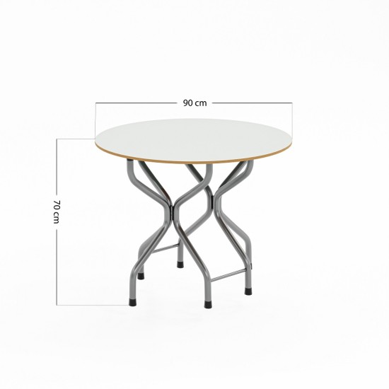 Kitchen Table Balcony Foldable Table Round White 1077