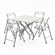 Foldable White Square Table Chair Set 1051