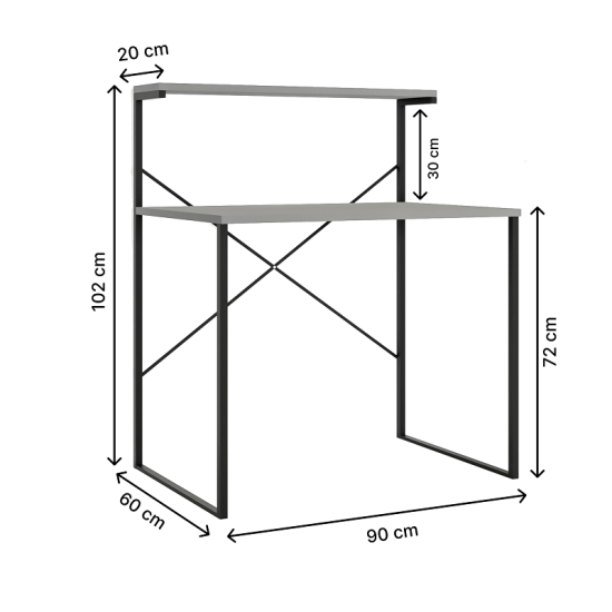 Raflı Çalışma Masası 60x90 Ofis Masası Ders Masası Çok Amaçlı Çalışma Masası 1300