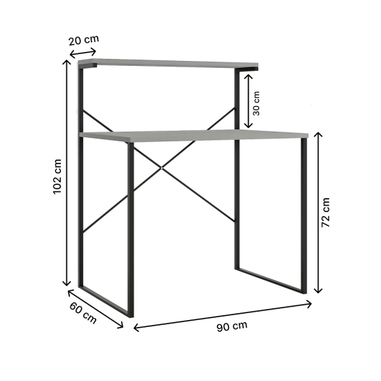 Raflı Çalışma Masası 60x90 Ofis Masası Ders Masası Çok Amaçlı Çalışma Masası Beyaz 1309