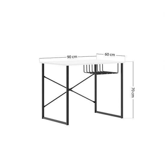 Bilgisayar Masası Raflı Çalışma Laptop Masası Beyaz 1342