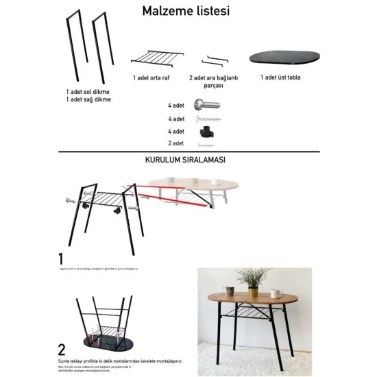 Mutfak Masası Oval Tabure Takımı Masa Sandalye Takımı Çam 1473