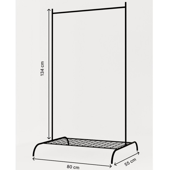 Konfeksiyon Askısı Metal Raflı Askılık Ayaklı Kıyafet Askılığı Siyah 1510