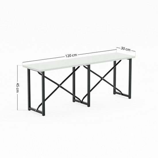 Masa Takımı Bench Bank Masa Seti 120x60 Masa Mutfak Masası Yemek Masası Beyaz 1552