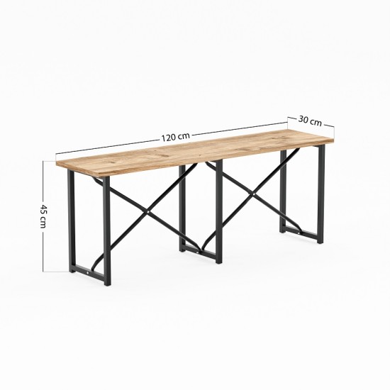 Masa Takımı Minderli Bench Bank Masa Seti 120x60 Masa Mutfak Masası Yemek Masası Çam 1554