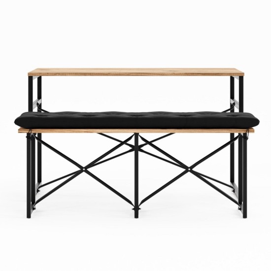 Masa Takımı Bench Bank Minderli Masa Seti 120x60 Mutfak ve Yemek Masası Çam 1562