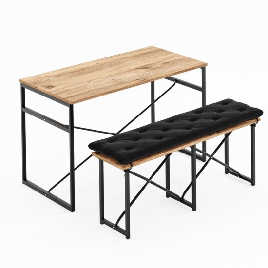 Masa Takımı Bench Bank Minderli Masa Seti 120x60 Mutfak ve Yemek Masası Çam 1562