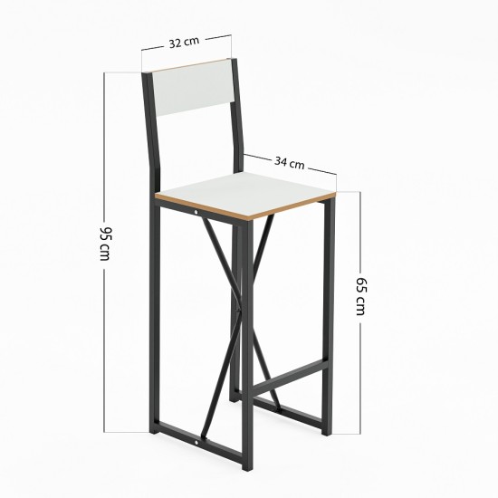 Bar Masa Sandalye Seti Mutfak Yemek Masası Takımı Beyaz 1572